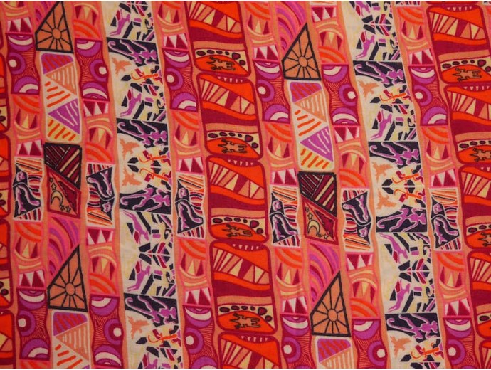 Panama Viscose Fabric - Egyptian Geometric